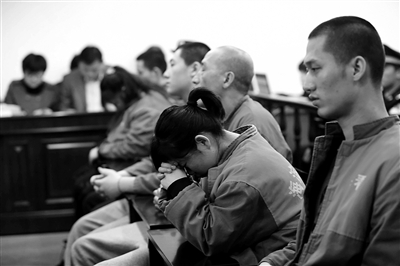 昨日，因涉嫌誘騙男網(wǎng)友進行高額消費，海淀區(qū)一咖啡廳負責(zé)人及“吧女”等14人受審。新京報記者 王貴彬 攝