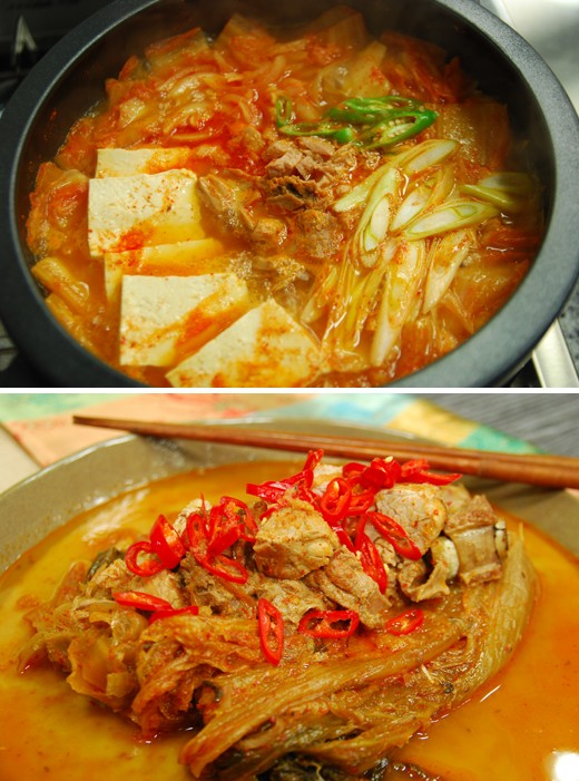 　　上圖為金槍魚(yú)泡菜湯,下圖為泡菜雜燴湯。