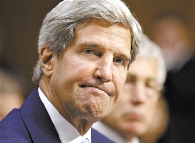 3日，克里在參院聽證會上。