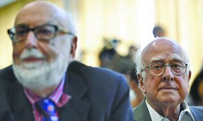 比利時(shí)科學(xué)家恩勒特（左）和英國(guó)科學(xué)家希格斯（右）有望獲得諾貝爾物理學(xué)獎(jiǎng)。