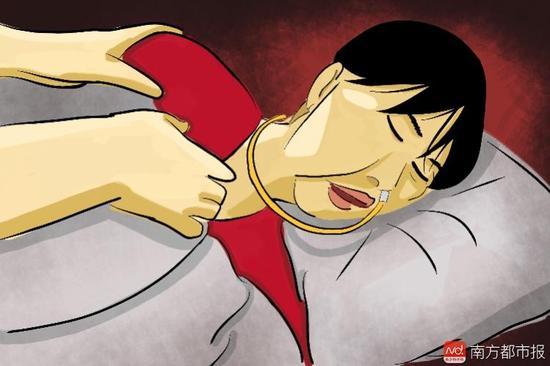 妻子張津華再?zèng)]能醒來，這個(gè)正處盛年、愛美又能干的女人變?yōu)榱酥参锶?，在床上一躺九年，容顏已枯朽。（畫作者：羅逸爵）