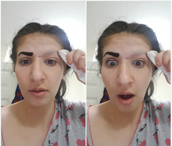 搞笑!女子誤用文眉藥劑導(dǎo)致眉毛不翼而飛