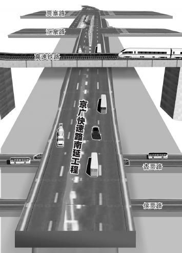 在與南四環(huán)交叉口設(shè)置全互通立交，跨越豫一路、中州大道后和繞城高速銜接，在中州大道和繞城高速建設(shè)組合立