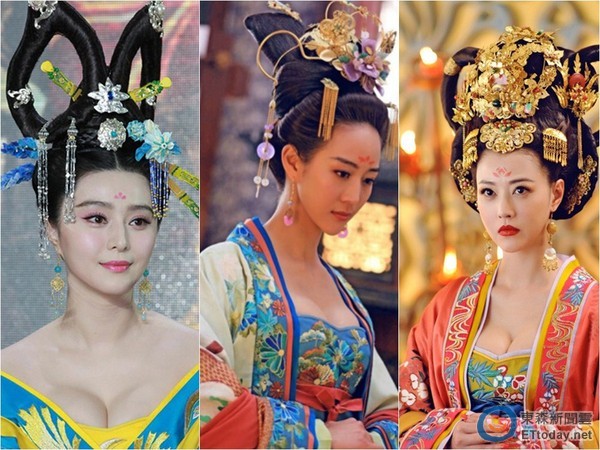 范冰冰、張鈞甯、周海媚，在《武媚娘》中爆乳演出