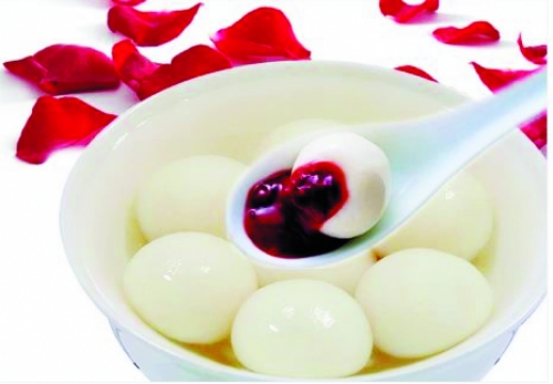 一款玫瑰餡湯圓的廣告 一款玫瑰餡湯圓的廣告