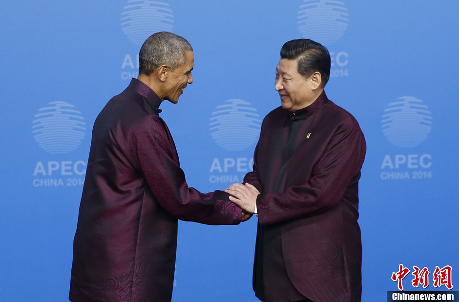 圖為習近平夫婦歡迎美國總統(tǒng)奧巴馬。中新社發(fā) 杜洋 攝