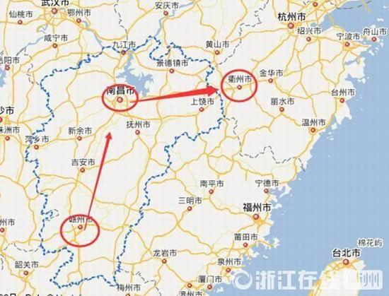 贛州到南昌高速公路400公里左右，南昌到浙江江山高速公路400多公里